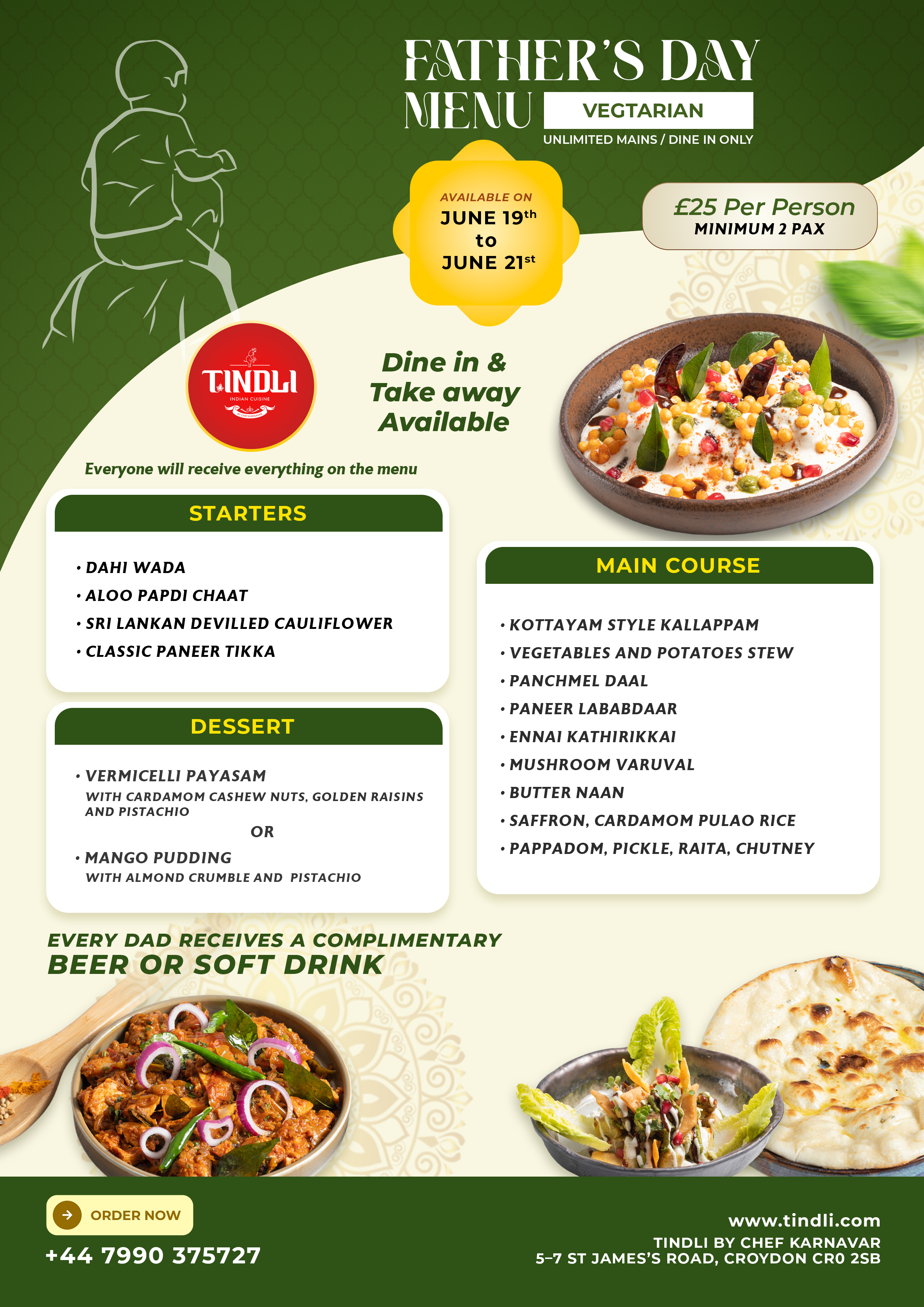 Traditional Indian menu London